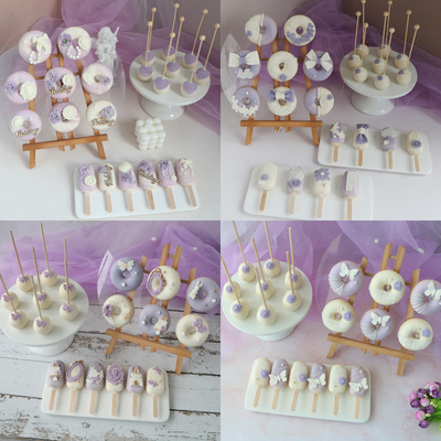 紫色欧式订婚婚礼手工甜点甜甜圈