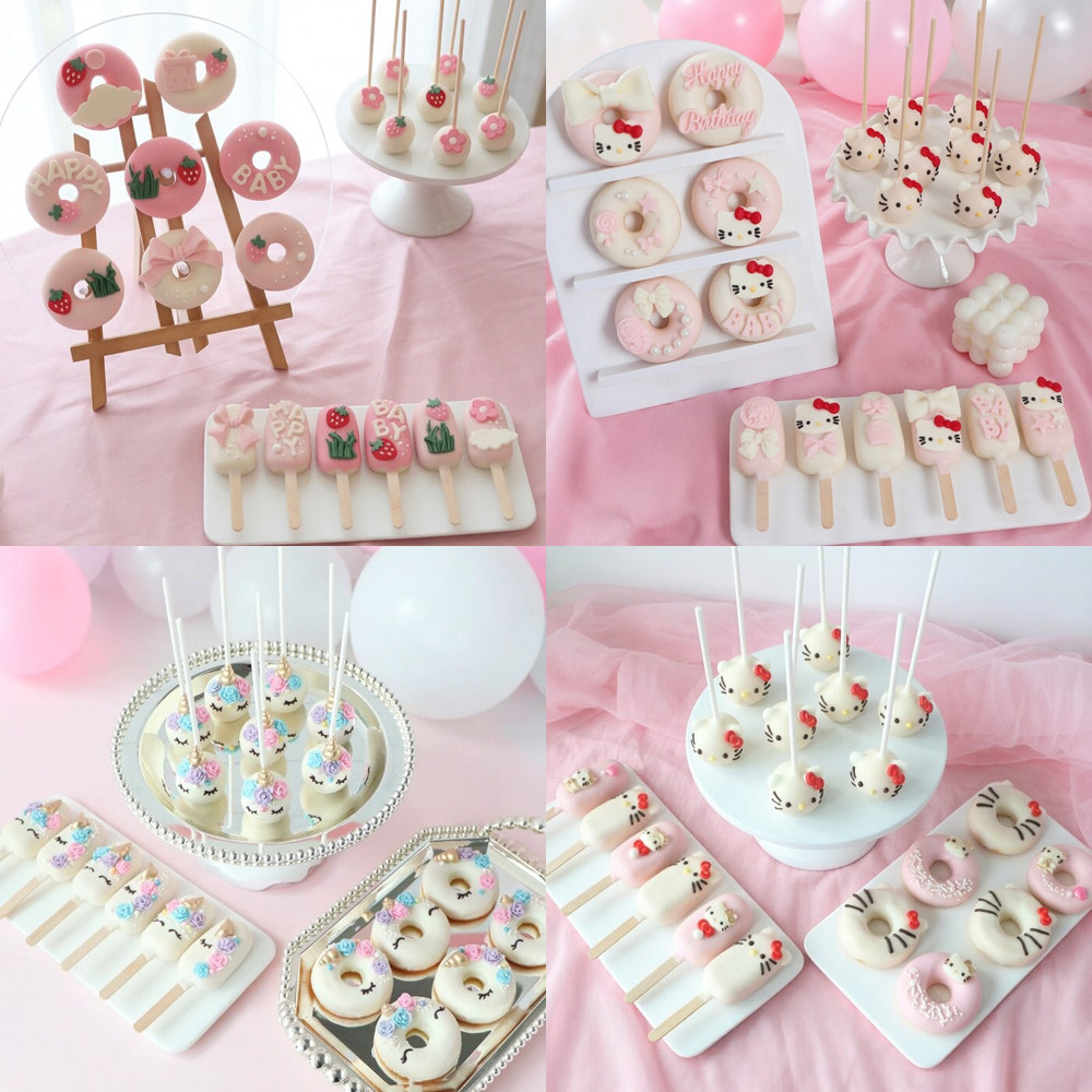 草莓熊 kitty 独角兽女孩生日周岁酒席派对甜甜圈蛋糕定制甜品台