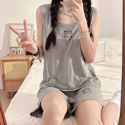 莫代尔背心睡衣女夏天薄款卡通