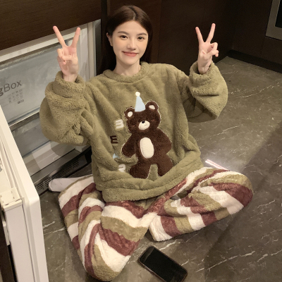 珊瑚绒睡衣少女秋冬季加厚加绒