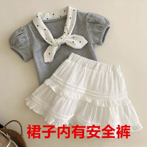 女童短裙裤套装2026夏装新款韩版儿童洋气百褶裙夏季女孩半身裙