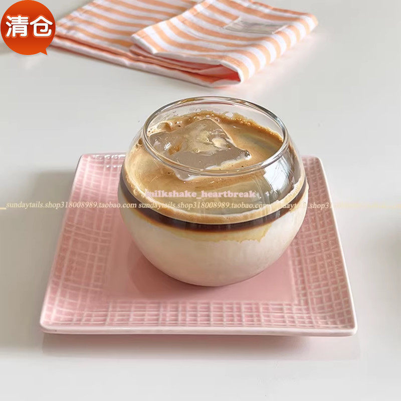 走失的blue 法式假日玻璃杯 球形杯子冷餐餐具器皿燕麦杯甜品杯,餐饮具,玻璃杯,淘宝优惠券,粉丝福利购,淘宝优惠卷