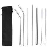 304 stainless steel straw set, colored metal straw bag set, long straws for milk tea, coffee and beverages thumbnail 6