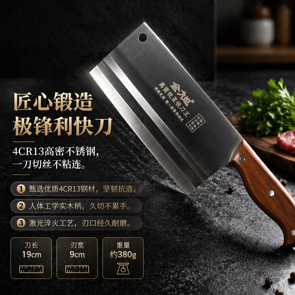 高密菜刀厨师专用刀家用切菜切肉锋利耐用不生锈刀