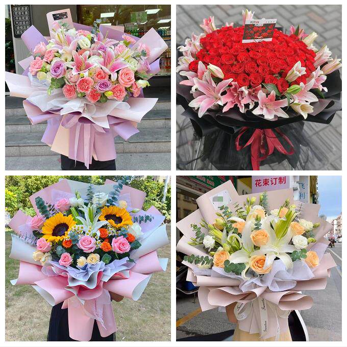 衡水市饶阳安平县故城县景县同城鲜花店送闺蜜女朋友百合玫瑰花束