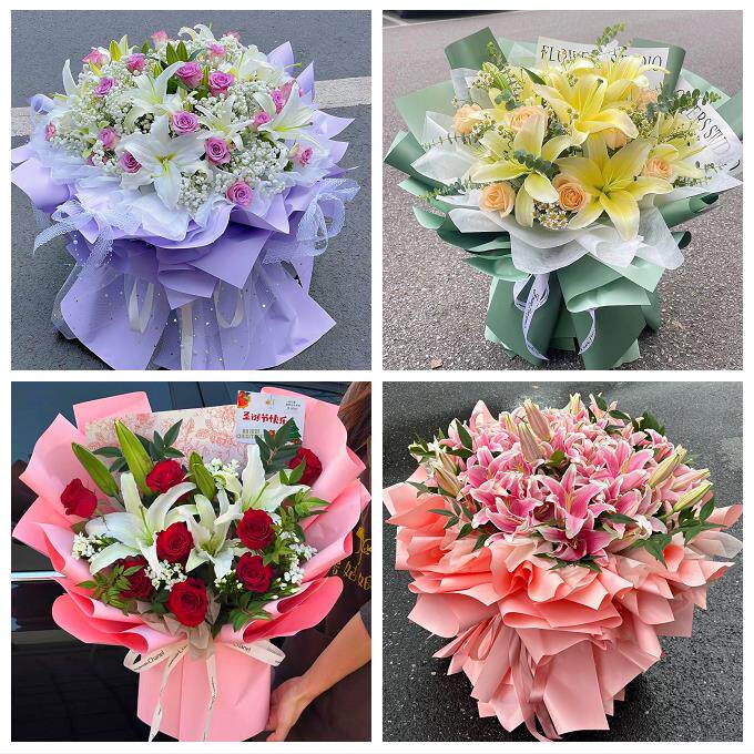 河南洛阳市洛宁县伊川县偃师市同城鲜花店送玫瑰百合花束老婆生日