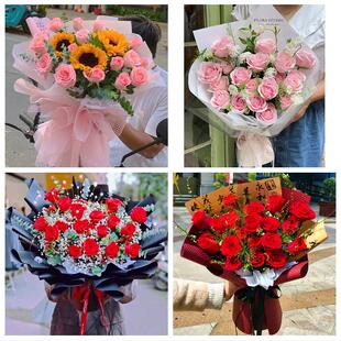 牡丹江市东安阳明爱民西安区同城鲜花店女神节玫瑰花束送老婆女友