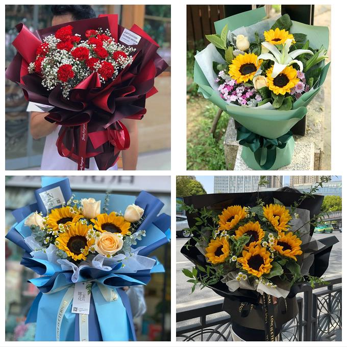淄博市周村区桓台高青沂源县鲜花店同城配送老师长辈向日葵康乃馨