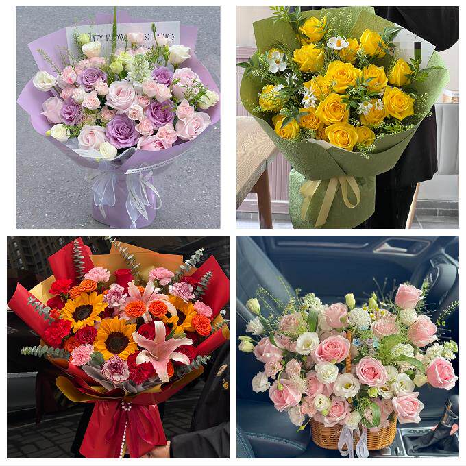 向日葵玫瑰混搭花束送朋友上海市奉贤区南桥奉城庄行镇同城鲜花店