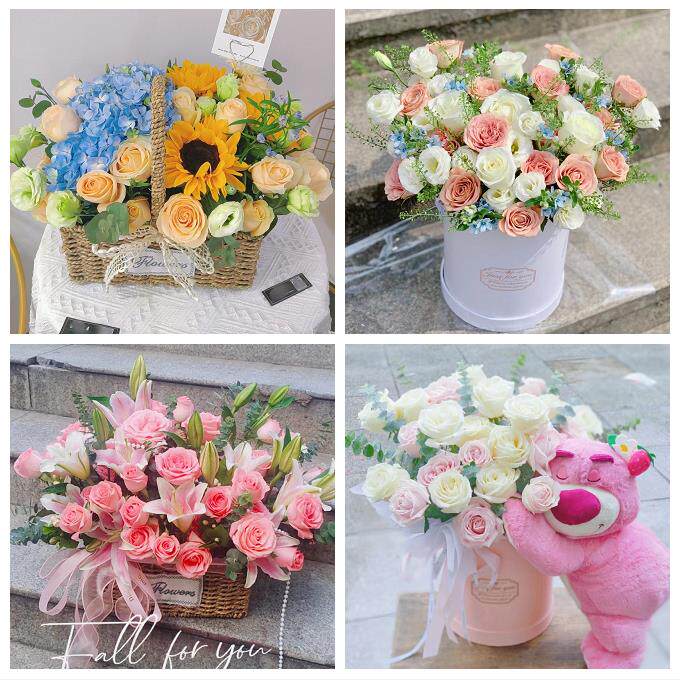 广东东莞市长安虎门厚街沙田镇同城鲜花店向日葵玫瑰混搭生日花束