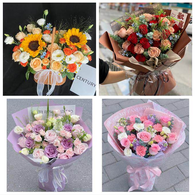向日葵玫瑰混搭花束送朋友湘潭市雨湖岳塘区九华湘潭县同城鲜花店