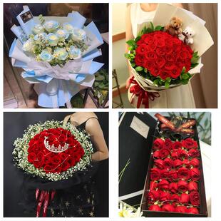 江苏扬州市广陵区邗江区江都区同城鲜花店送11朵33枝玫瑰表白女友