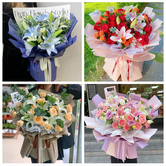 郑州市中原区二七管城金水区同城鲜花店送闺蜜女朋友百合玫瑰花束