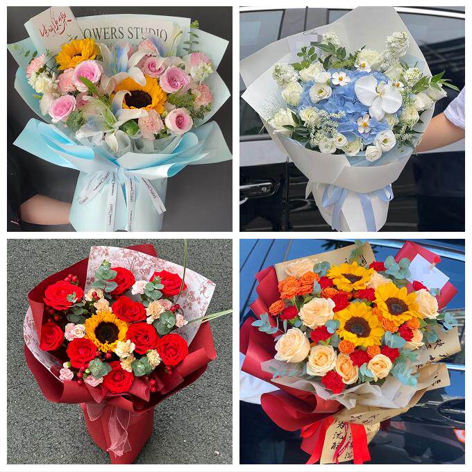 向日葵玫瑰混搭花束送朋友佳木斯市向阳前进东风区郊区同城鲜花店