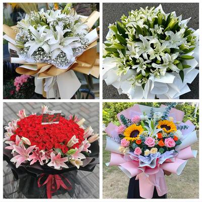 乌兰察布市商都兴和县丰镇市同城鲜花店送闺蜜女朋友百合玫瑰花束