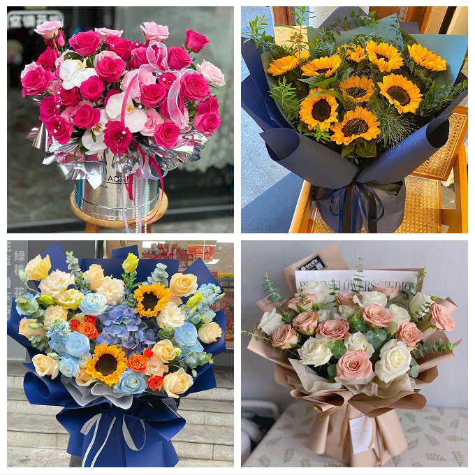 湖北咸宁市崇阳县通山县赤壁市同城鲜花店向日葵玫瑰混搭生日花束