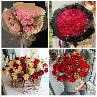 山东聊城市东昌府区阳谷县附近鲜花店同城配送女朋友情人节红玫瑰