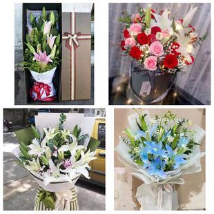 送上海市虹口区广中路曲阳路同城鲜花店订玫瑰百合送女友老婆生日