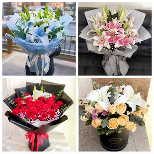 大连市甘井子旅顺口普兰店区同城鲜花店订玫瑰百合送女友老婆生日