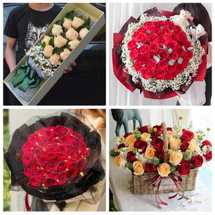 上海虹口区广中路曲阳路欧阳路鲜花店同城配送女朋友情人节红玫瑰