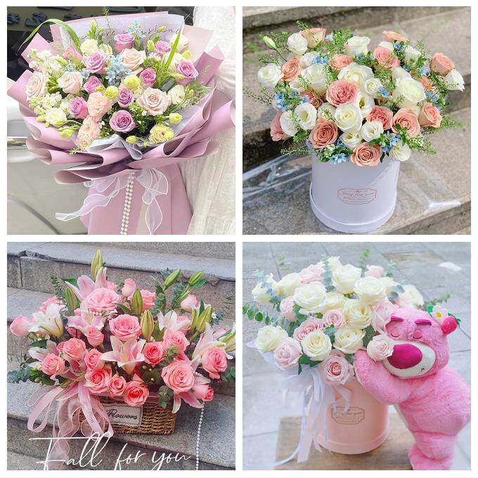 新疆和田市墨玉县伊宁市奎屯市同城鲜花店向日葵玫瑰混搭生日花束