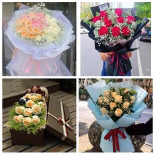 云南红河州红河金平绿春河口县同城鲜花店送11朵33枝玫瑰表白女友