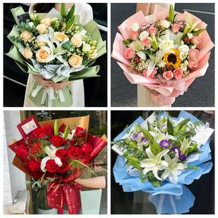 平凉市崇信华亭县庄浪静宁县同城鲜花店玫瑰百合花束送老婆女朋友