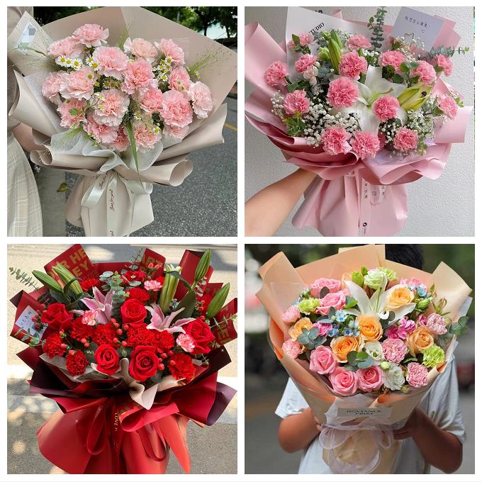 送昆明市宜良县石林县嵩明县同城鲜花店配送教师节康乃馨百合花束