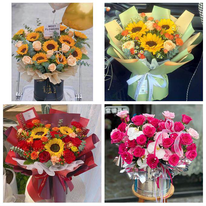 黑龙江伊春市美溪金山屯五营区同城鲜花店向日葵玫瑰混搭生日花束