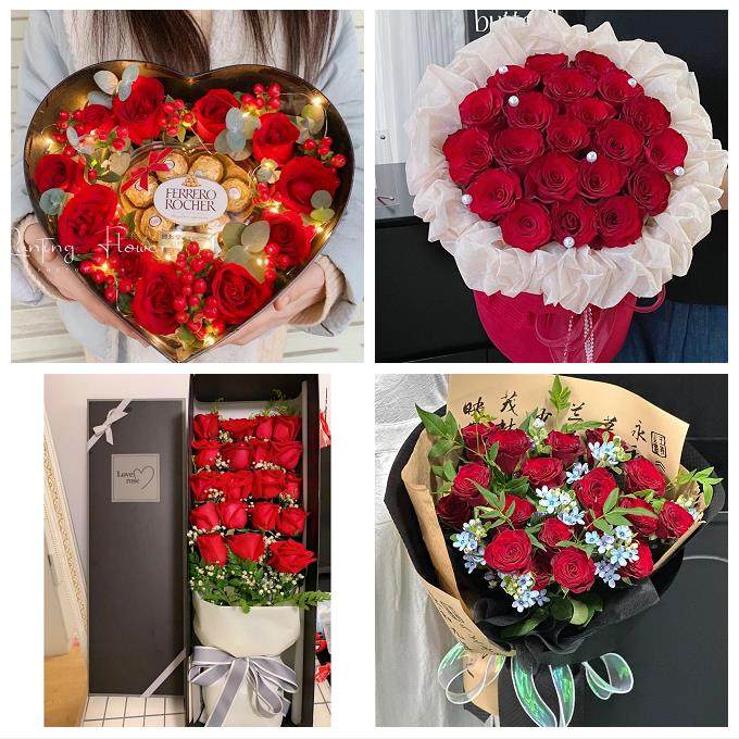 河北邯郸市临漳成安大名县涉县同城鲜花店圣诞平安夜玫瑰花束礼盒