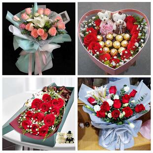 浙江宁波市海曙区江北区北仑区同城鲜花店送11朵33枝玫瑰表白女友