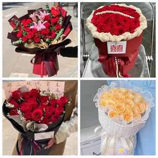 贵阳市南明云岩区花溪乌当区同城鲜花店情人节玫瑰花束礼盒送女友