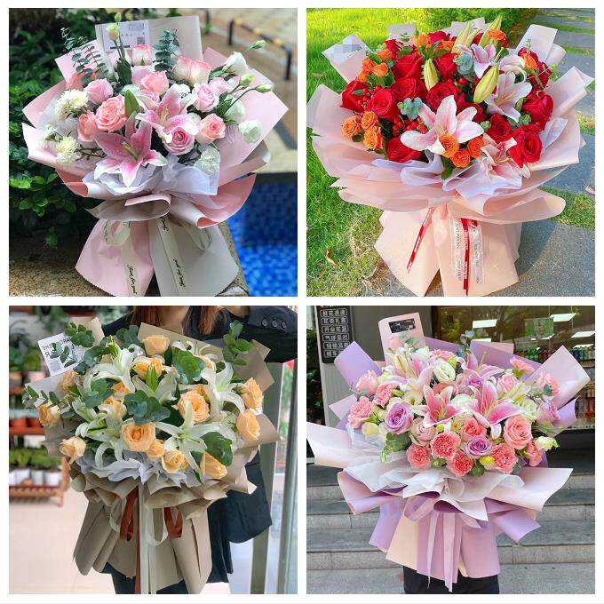 送深圳市光明新区公明龙华镇同城鲜花店送闺蜜女朋友百合玫瑰花束