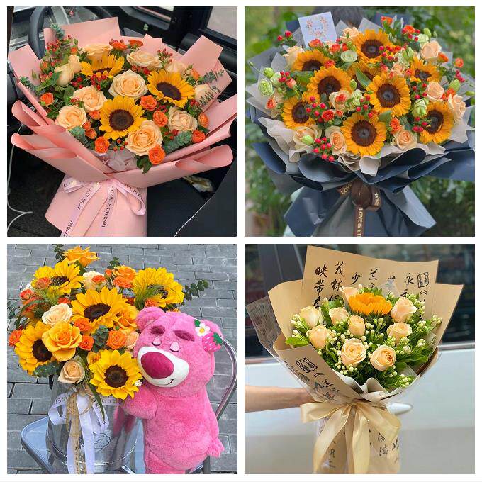 吉林白山市靖宇县长白县临江市同城鲜花店学生高考向日葵玫瑰花束