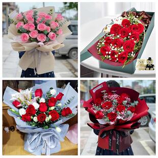 河南信阳光山县新县息县商城县同城鲜花店送11朵33枝玫瑰表白女友