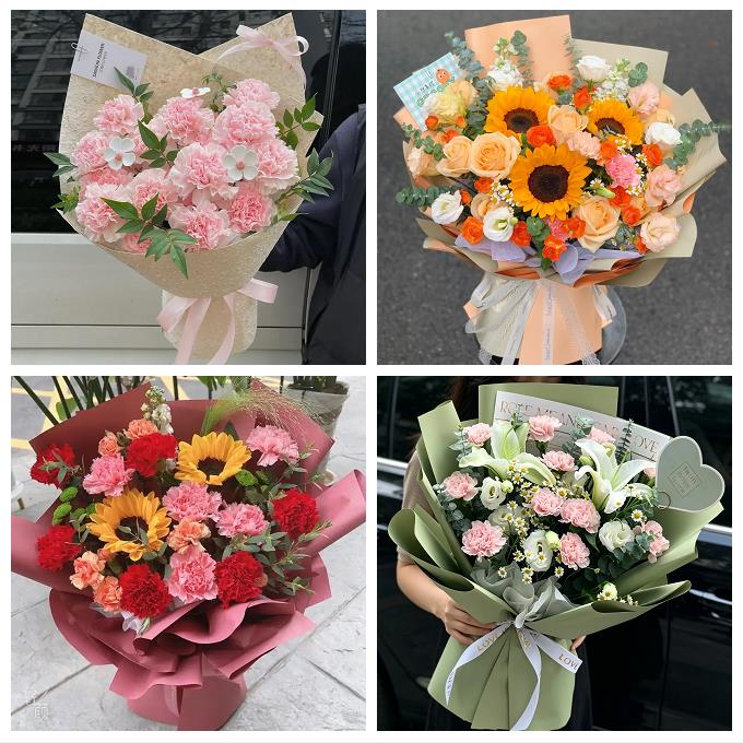 宝鸡市渭滨金台陈仓区凤翔县同城鲜花店送康乃馨百合长辈生日花束
