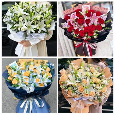送上海市普陀区长征镇桃浦镇同城鲜花店玫瑰百合花束送老婆女朋友