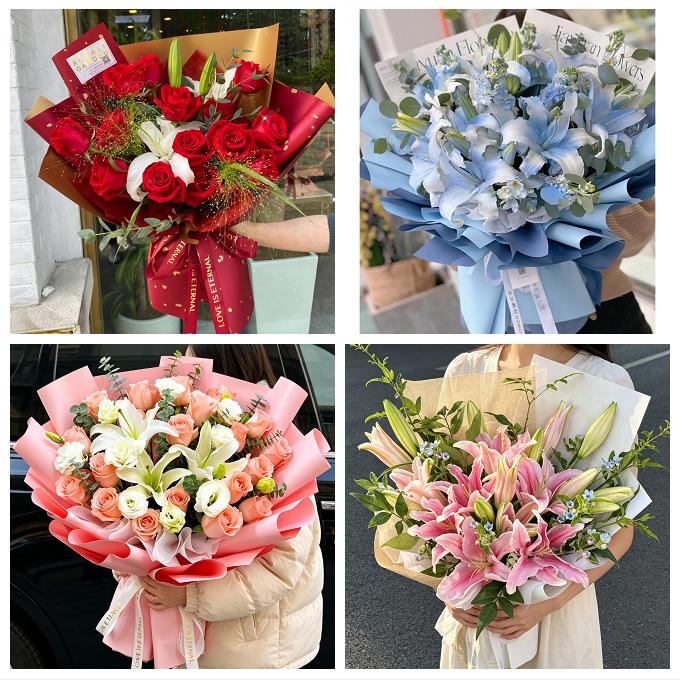 送苏州市虎丘区吴中区相城区同城鲜花店玫瑰百合花束送老婆女朋友