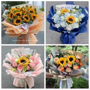 内蒙古省通辽市霍林郭勒市附近同城鲜花店学生高考向日葵玫瑰花束