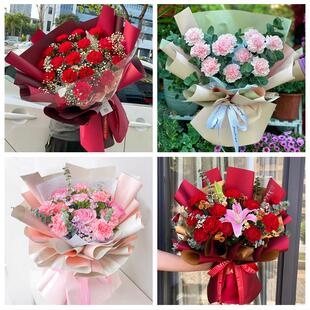 兰州市城关七里河西固安宁区同城鲜花店38节康乃馨百合花束送长辈