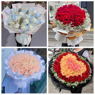 送马鞍山市当涂县含山县和县同城鲜花店女神节玫瑰花束送老婆女友