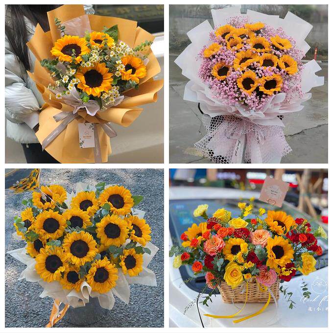 河南郑州市中牟县巩义市荥阳市同城鲜花店学生高考向日葵玫瑰花束