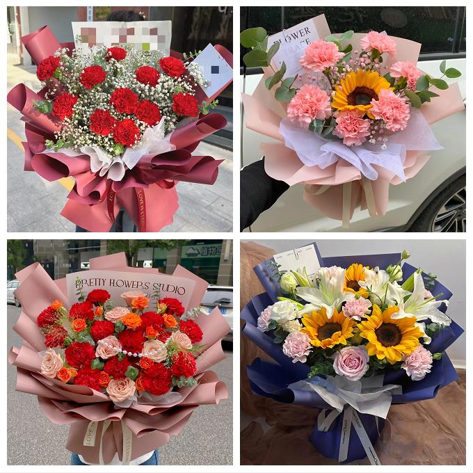 唐山市乐亭迁西玉田县唐海县同城花店康乃馨百合鲜花束送长辈生日