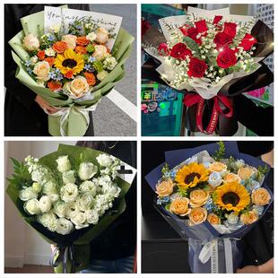 向日葵玫瑰混搭花束送朋友黔西南州兴义市兴仁县普安县同城鲜花店