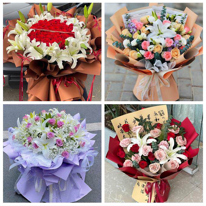 云南昆明市富民宜良石林嵩明县同城鲜花店送玫瑰百合花束老婆生日