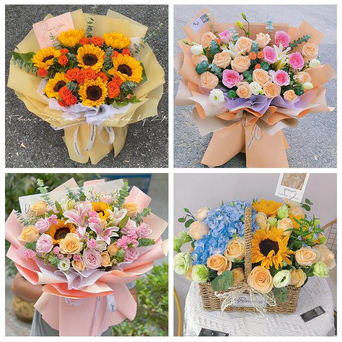 陕西咸阳市淳化县武功县兴平市同城鲜花店向日葵玫瑰混搭生日花束