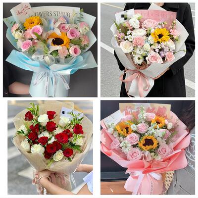 向日葵玫瑰混搭花束送朋友送白山市浑江区江源区抚松县同城鲜花店
