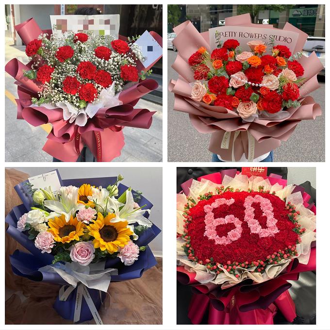 唐山市曹妃甸区遵化市迁安市同城花店康乃馨百合鲜花束送长辈生日