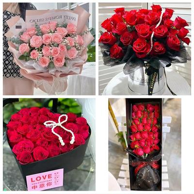 河南省商丘市睢县宁陵县柘城县同城鲜花店订情人节玫瑰送女友老婆