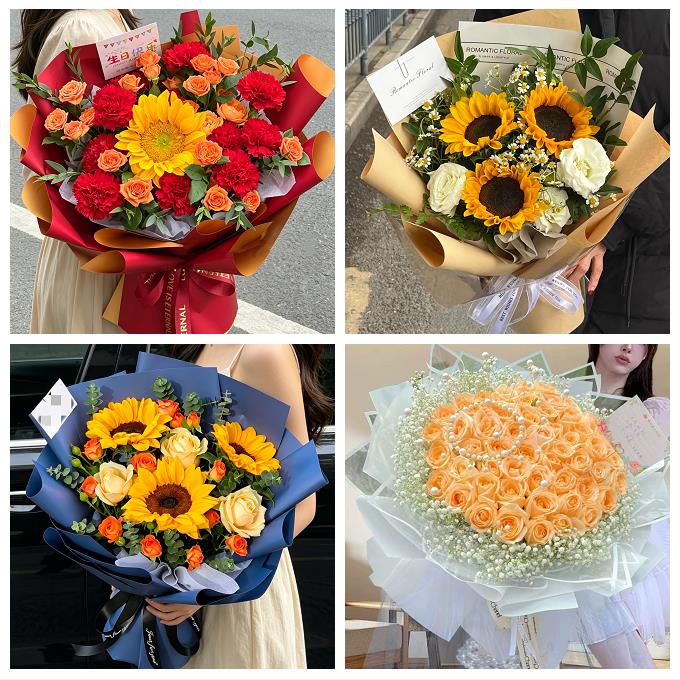 阳泉城区矿区郊区平定县盂县同城鲜花店送男士朋友向日葵玫瑰花束